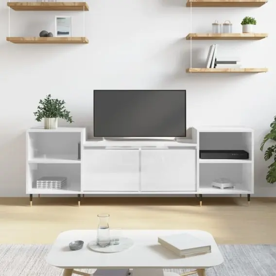 Sprawdź teraz Szafka pod TV, wysoki połysk, biała, 160x35x55 cm Lumarko! - Hurtownia wielobranżowa Lumarko
